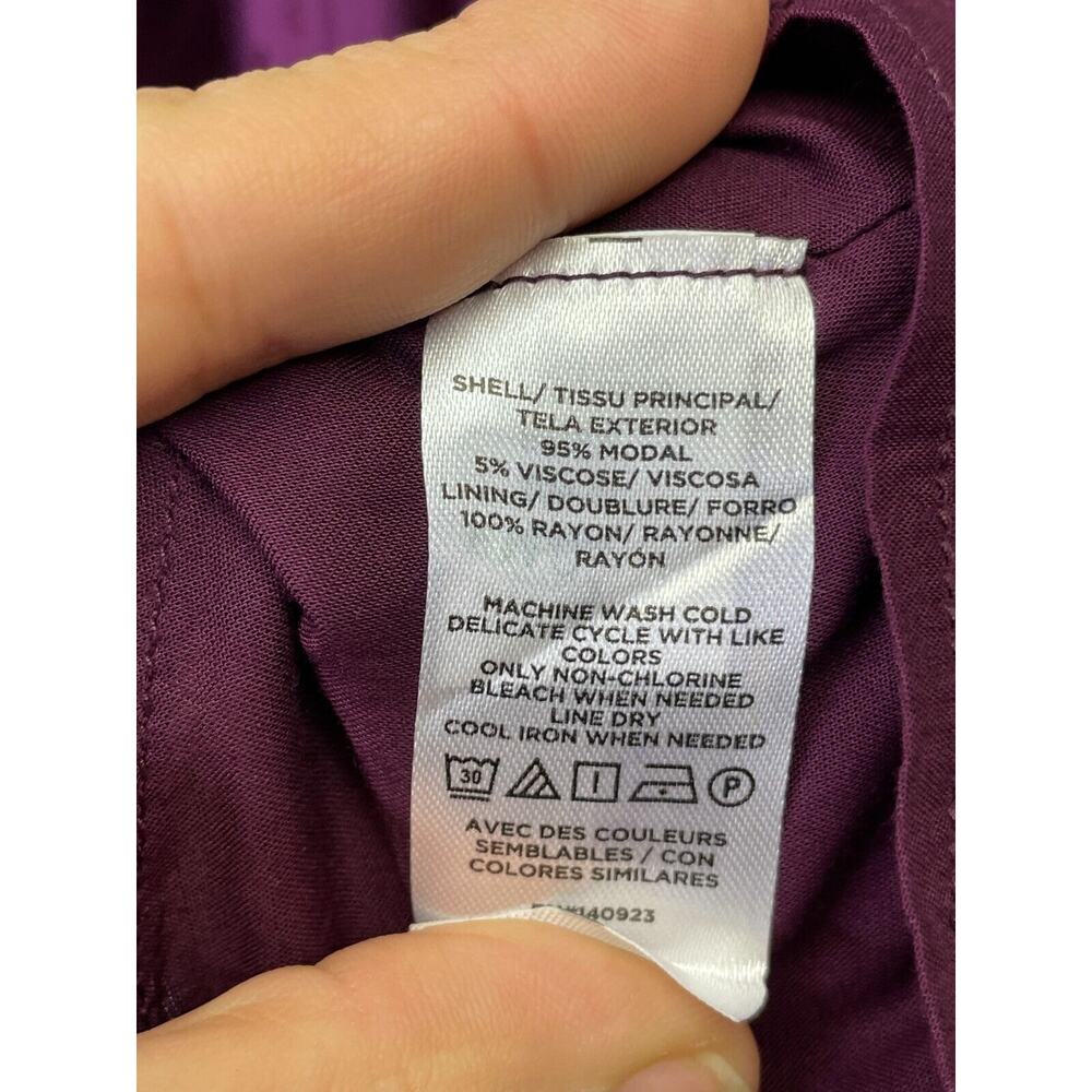 LOFT Crossover Halter Dress Size 8 Womens Purple Tie Waist - Picture 11 of 13